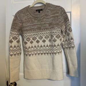 Banana Republic Women’s Brown and Cream Cozy and Warm Crewneck Sweater